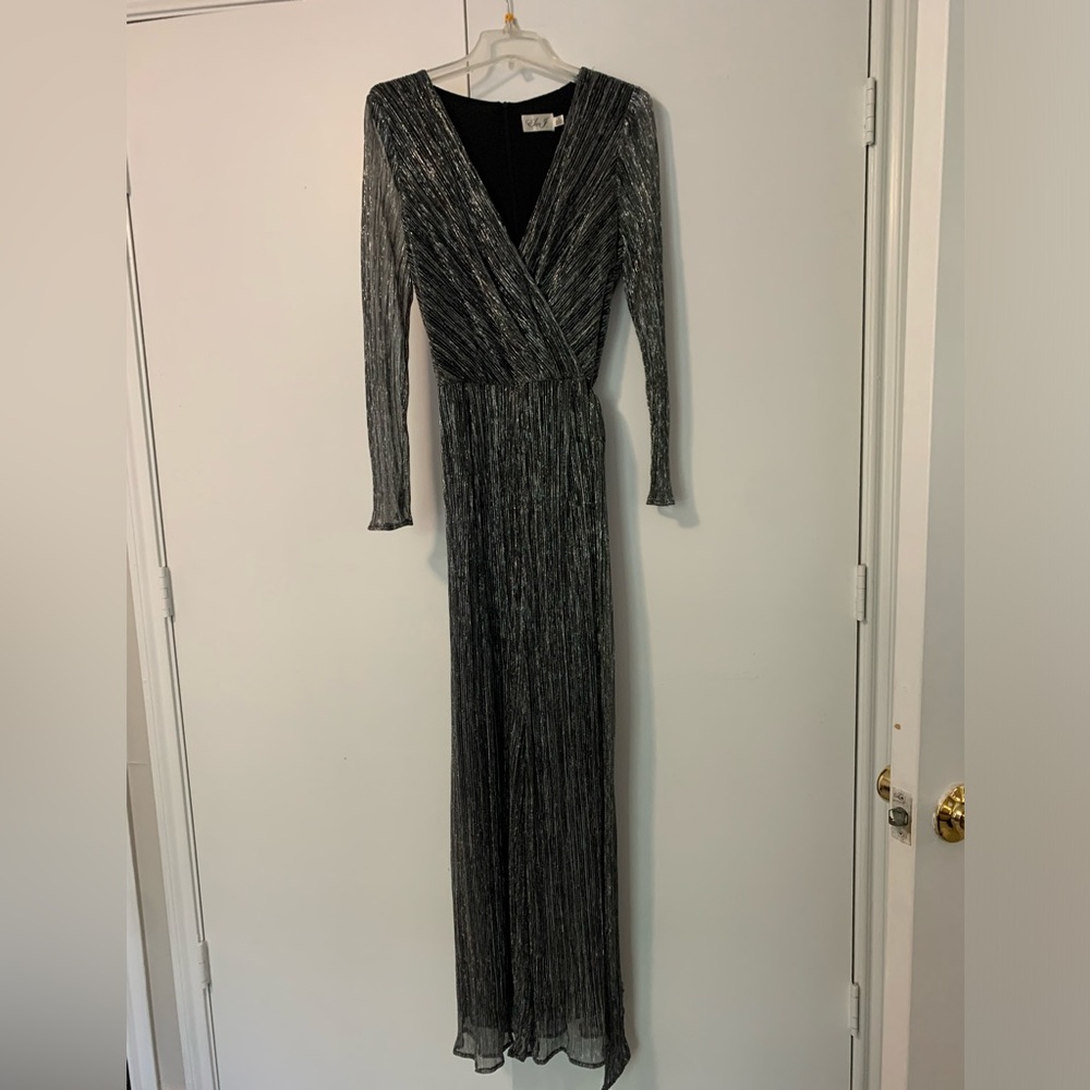 Eliza J Metallic Pleated Jumpsuit